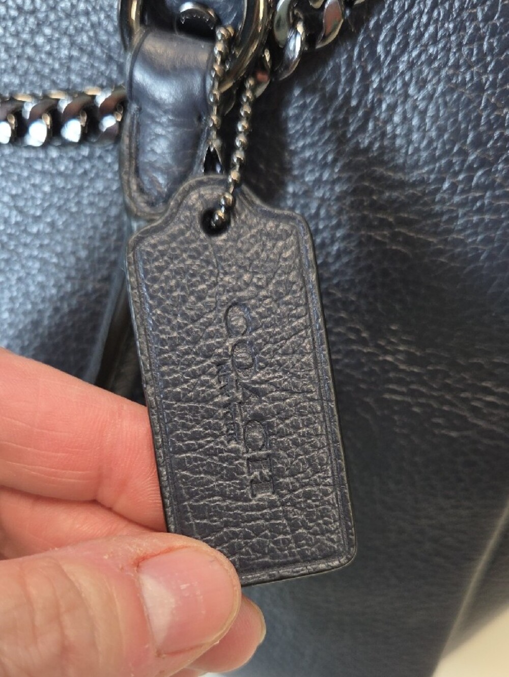 Coach Drew Satchel Pebbled Leather in Navy With Gun Metal Hardware - Picture 8 of 11